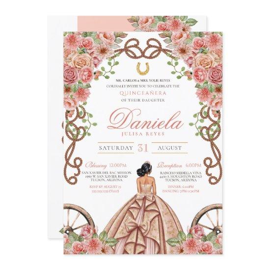 Rose Gold Western Charro Rustic Pink Quinceanera