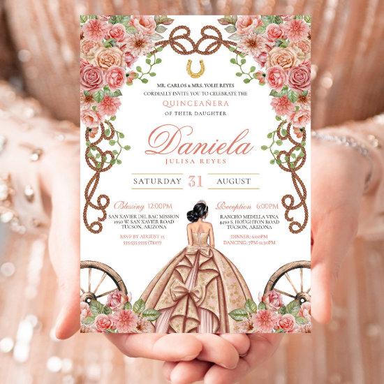 Rose Gold Western Charro Rustic Ranch Quinceañera