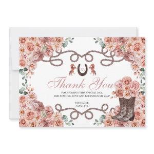 Rose Gold Western Horse Quinceanera Thank You Card