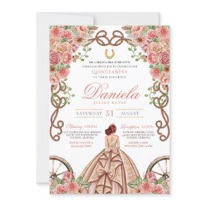 Rose Gold Western Pink Floral Quinceanera