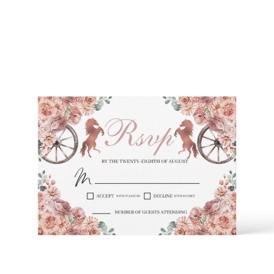 Rose Gold Western Quinceanera RSVP Card