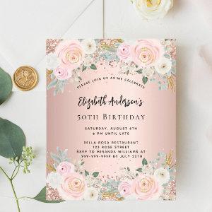 Rose gold white florals budget birthday