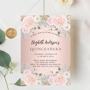 Rose gold white florals Quinceanera