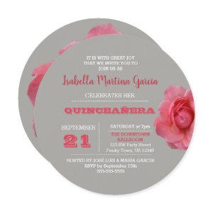 Rose Gray Round Quinceañera