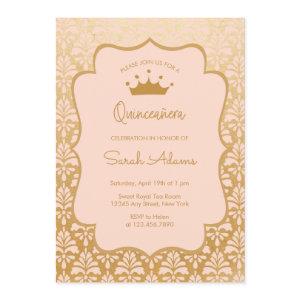 Rose PInk and Gold Damask Glam Modern Quinceanera