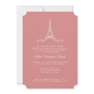Rose Pink Eiffel Tower Under the Stars Quinceañera
