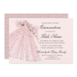 Rose Pink Heels and Gown Quinceañera