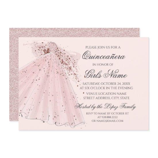 Rose Pink Heels and Gown Quinceañera