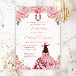 Rose Pink Princess Floral Charro Quinceañera