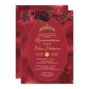 Rose Red Gold Luxury Butterfly Quinceanera