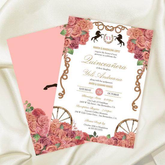 Rosegold Blush Pink Rose Charro Ranch Quinceañera