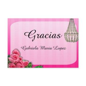 Roses and Chandeliers Quinceanera Thank You Cards