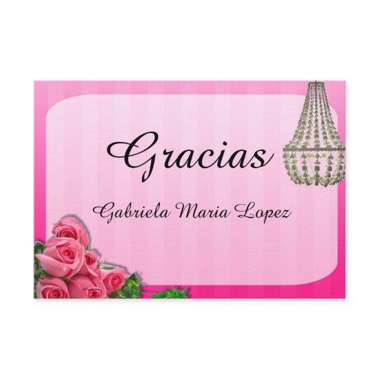 Roses and Chandeliers Quinceanera Thank You Cards