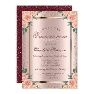 Roses Confetti Rose Gold,Burgundy  Quinceañera