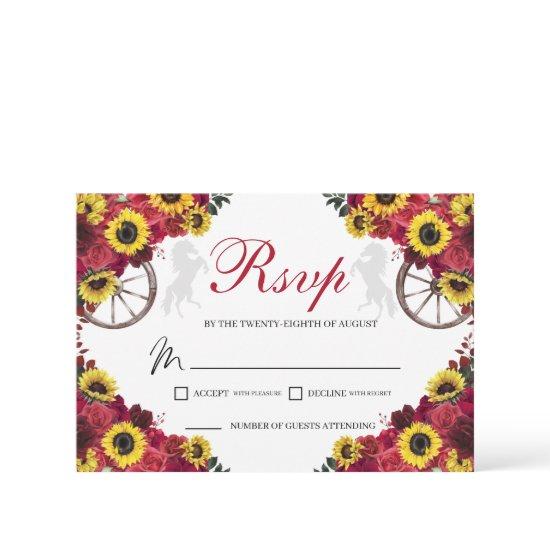 Roses Sunflowers Quinceanera RSVP Enclosure Card
