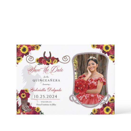 Roses Sunflowers Quinceañera Save The Date Photo