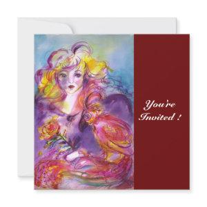 ROSINA / LADY WITH ROSE AND PARROT Pink Blue