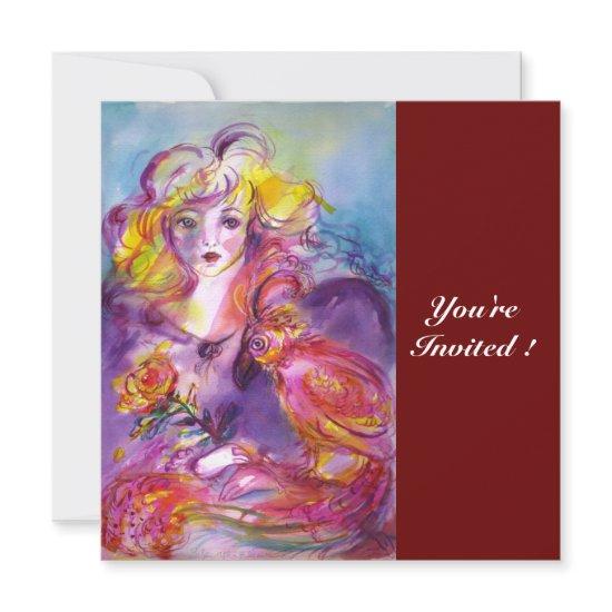ROSINA / LADY WITH ROSE AND PARROT Pink Blue