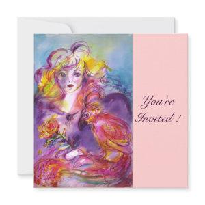 ROSINA / LADY WITH ROSE AND PARROT Pink Blue