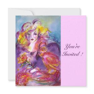 ROSINA / LADY WITH ROSE AND PARROT Pink Blue