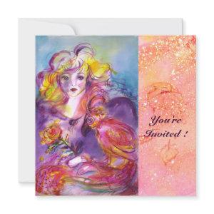ROSINA / LADY WITH ROSE AND PARROT Pink Sparkles