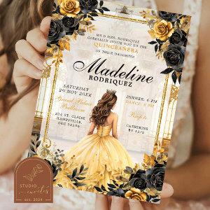 Royal Ballroom Black and Gold Quinceanera