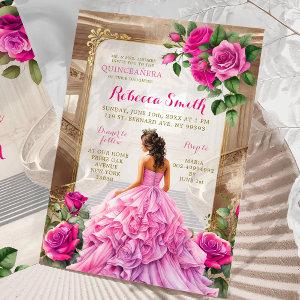 Royal Ballroom Pink Fuschia Floral Quinceañera