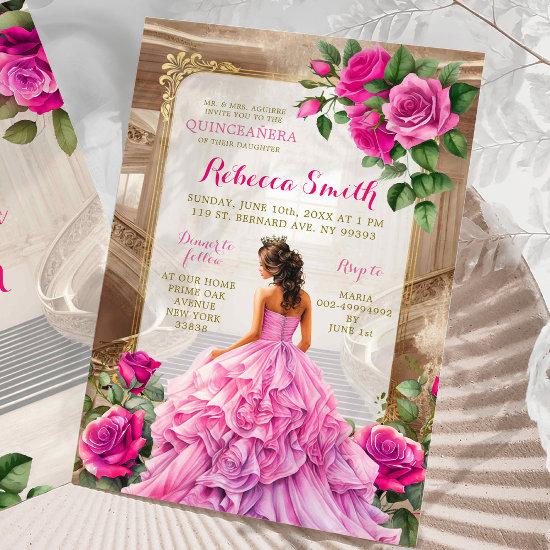 Royal Ballroom Pink Fuschia Floral Quinceañera