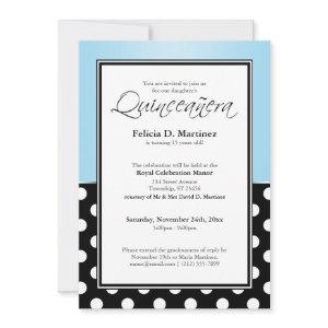 Royal Black Polka Dot Blue Quinceañera