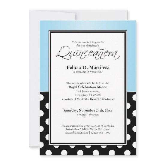 Royal Black Polka Dot Blue Quinceañera