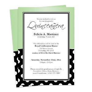 Royal Black Polka Dot Green Quinceañera
