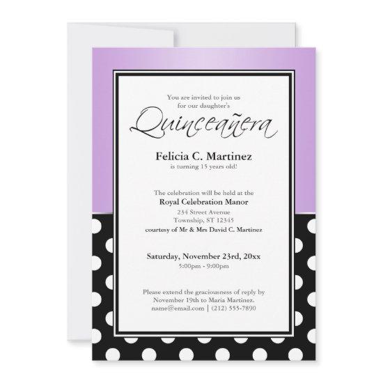 Royal Black Polka Dot Purple Quinceañera