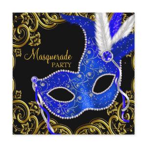 Royal Blue and Black Masquerade Party