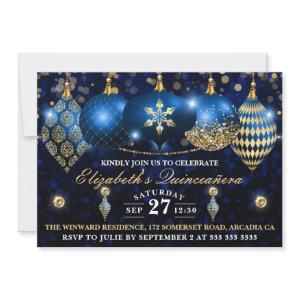 Royal Blue and Gold Christmas Baubles Quinceañera