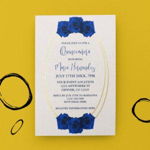 Royal Blue and Gold Geometric Quinceañera Foil