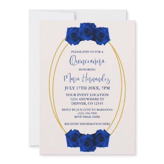 Royal Blue and Gold Geometric Quinceañera