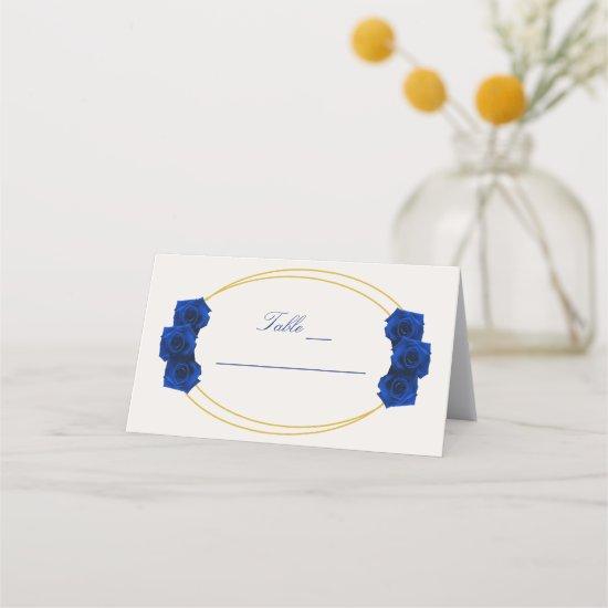 Royal Blue and Gold Geometric Quinceañera Place Card
