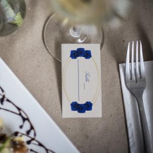 Royal Blue and Gold Geometric Quinceañera Place Card