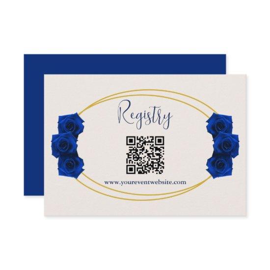 Royal Blue and Gold Geometric Quinceanera Registry Enclosure Card