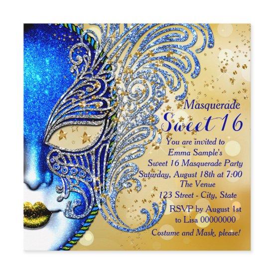 Royal Blue and Gold Sweet 16 Masquerade Party