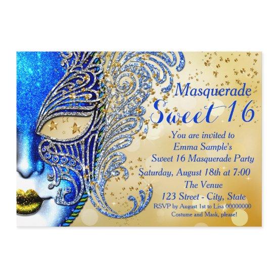 Royal Blue and Gold Sweet 16 Masquerade Party