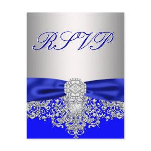Royal Blue and Silver RSVP Response Card