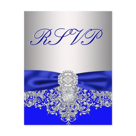 Royal Blue and Silver RSVP Response Card