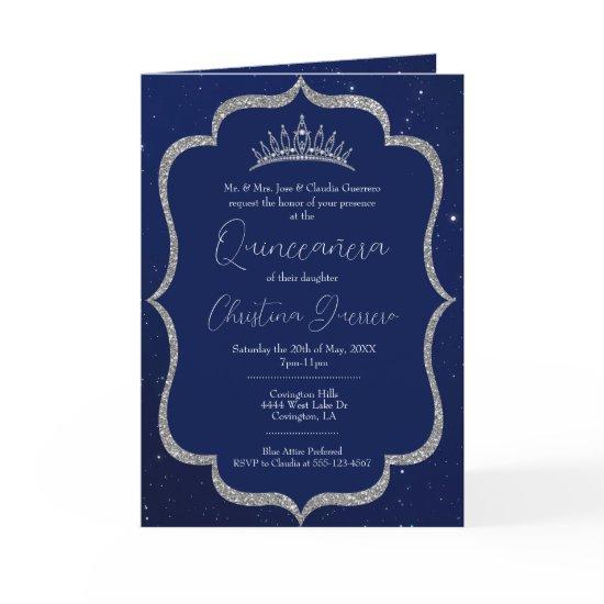 Royal Blue and Silver Starry Night Quinceanera