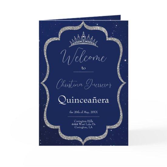 Royal Blue and Starry Night Quinceanera Program