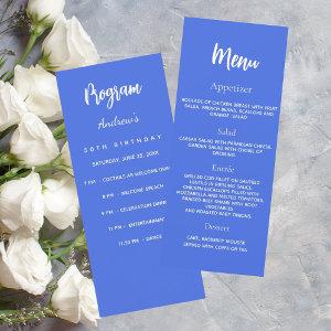 Royal blue birthday program dinner menu card