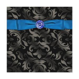 Royal Blue Black Tie Black Damask Party