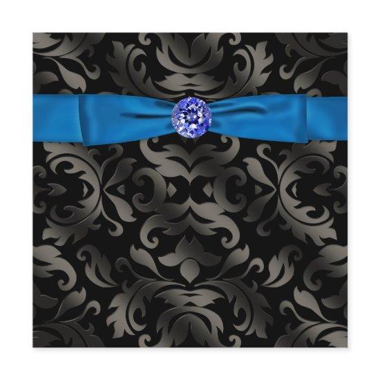 Royal Blue Black Tie Black Damask Party