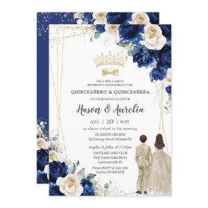Royal Blue Champagne Twins Boy Girl Quinceañera