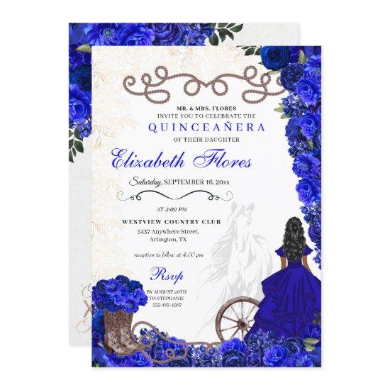 Royal Blue Cowgirl Ranchero Western Quinceanera